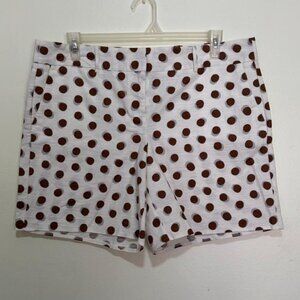 NWT Ann Taylor Factory The 6 Inch Short Ivory Gray/Brown Polka Dot Size Size 14